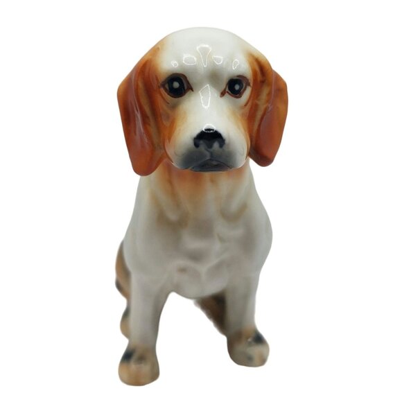 Vintage Bone China Porcelain Sitting Beagle Dog Figurine 3.25" Tall - Picture 1 of 8